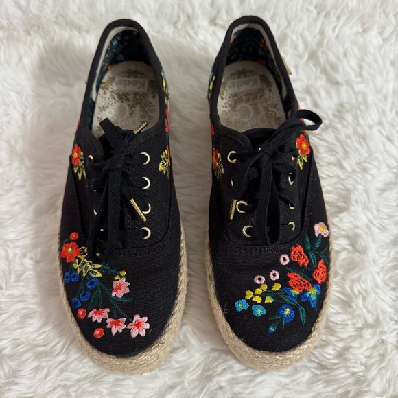 Keds Women's Black Floral Espadrille Shoes Size 5.5 - Picture 1 of 14